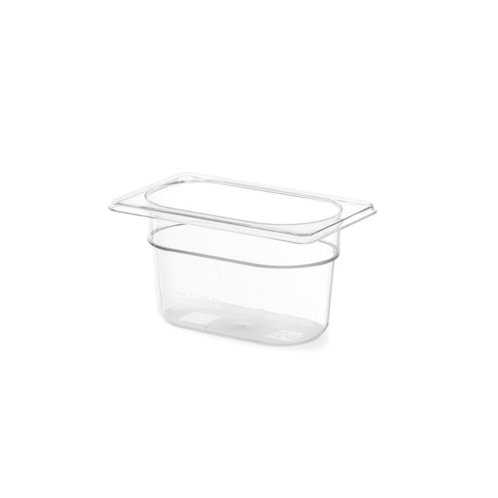 Tava Gastronorm GN 1/6 100 mm 1.6 lt - policarbonat transparent, Hendi, rezistenta la  temperatura -40 gr. Celsius/ 110 gr. Celsius