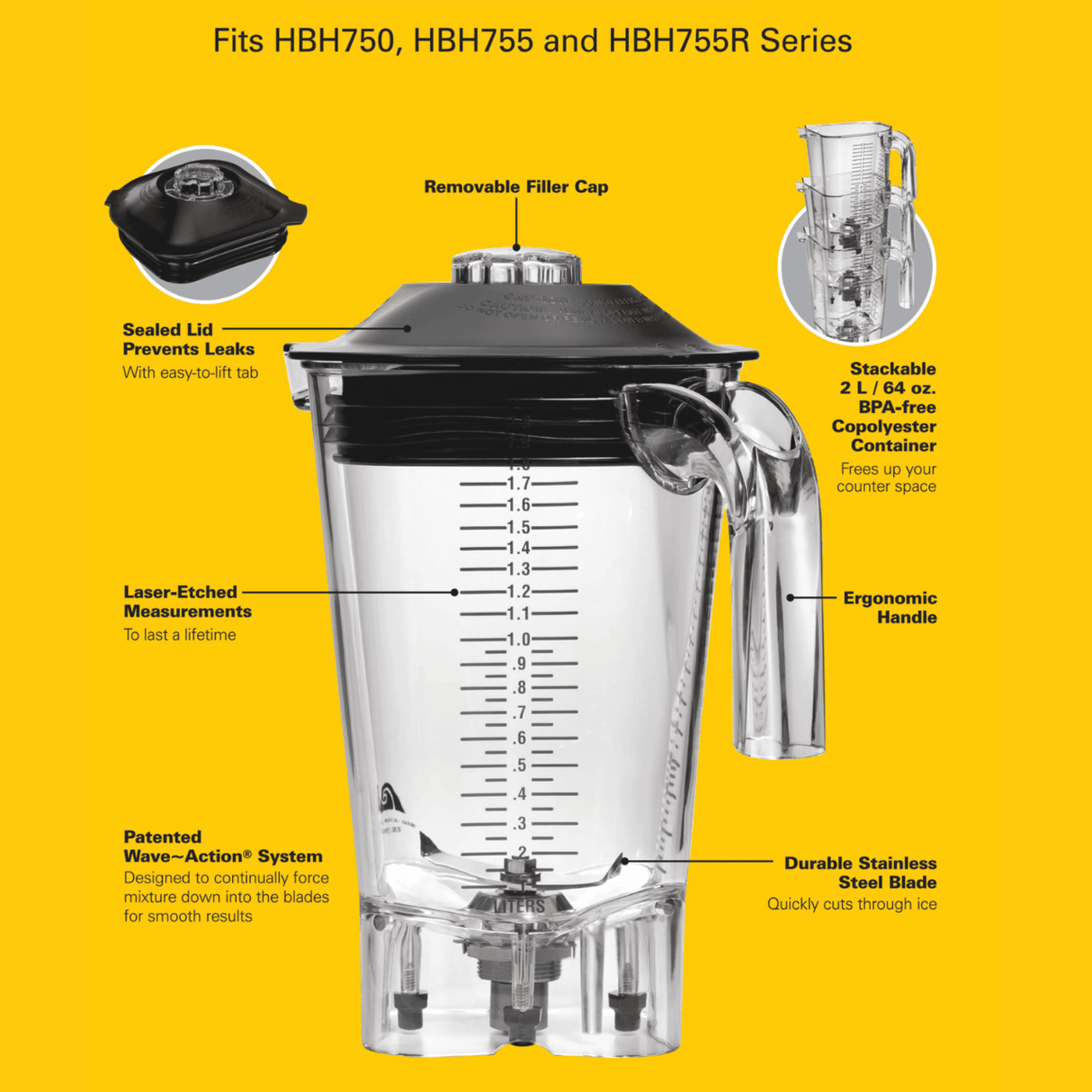 Cana blender HBH755R-CE Eclipse® 2l, Hamilton Beach Commercial