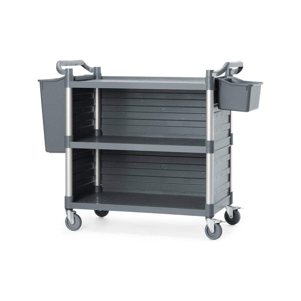 Cărucior de serviciu cu panouri laterale, 3 rafturi, 1010x500x(h)960 mm AmberBox