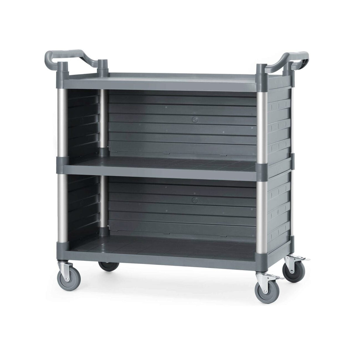 Cărucior de serviciu cu panouri laterale, 3 rafturi, 1010x500x(h)960 mm AmberBox