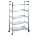 Carucior servire cu 5 rafturi, realizat din otel inoxidabil, sarcina maxima pe raft 30 kg,905x585x(H)1545