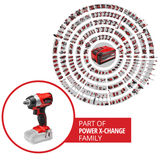 Cheie de impact pe acumulator Einhell Professional TP - CW 18 Li BL Solo Power X - Change, 18 V, 215 Nm, fara perii, actionare patrata externa, adaptor pentru biti, lumina LED, fara baterie Einhell - scule electrice si unelte profesionale - BricoMart
