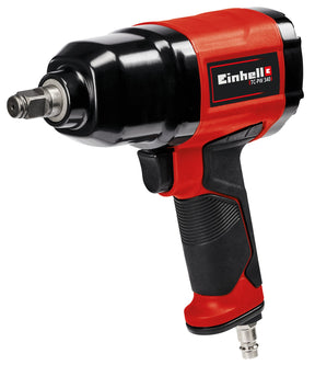 Cheie pneumatica cu impact Einhell TC - PW 340, cuplu maxim 340 Nm, rotatie stanga/dreapta, maner cauciucat, incl. 8 chei tubulare pentru burghiu, recipient de ulei gol, niplu de conectare Einhell - scule electrice si unelte profesionale - BricoMart