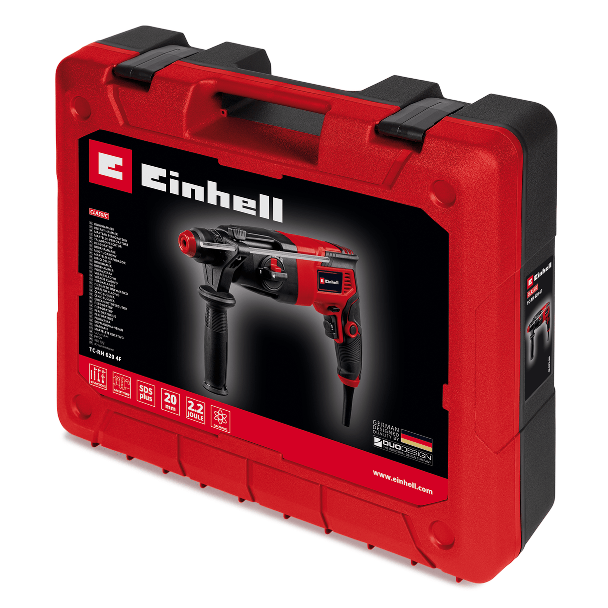 Ciocan rotopercutor Einhell TC - RH 620 4F, 620 W, mecanism pneumatic de impact, viteza de impact 5.200 rpm, rezistenta la impact 2,2 J, gaurire cu percutie, gaurire, daltuire cu/fara fixare, SDS - Plus, incl. geanta Einhell - scule electrice si unelte profesionale - BricoMart