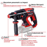 Ciocan rotopercutor fara fir Einhell TP - HD 18/22 D Li BL - Solo - Softgrip BricoMart - scule electrice si unelte profesionale - BricoMart