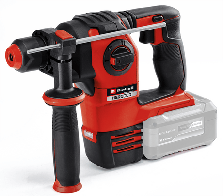 Ciocan rotopercutor pe acumulator Einhell Professional HEROCCO 18/20 Power X - Change, 18 V, gaurire/gaurire cu impact/daltuire cu/fara blocare, 2,2 jouli, motor fara perii, mandrina SDS+, incl. E - Box, furnizat Einhell - scule electrice si unelte profesionale - BricoMart