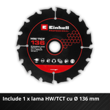 Circular de mana fara fir Einhell TP - CS 18/136 - C Li BL - Solo BricoMart - scule electrice si unelte profesionale - BricoMart