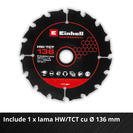 Circular de mana fara fir Einhell TP - CS 18/136 - C Li BL - Solo BricoMart - scule electrice si unelte profesionale - BricoMart