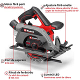 Circular de mana fara fir Einhell TP - CS 18/165 Li BL - Solo - indicator LED, Softgrip BricoMart - scule electrice si unelte profesionale - BricoMart