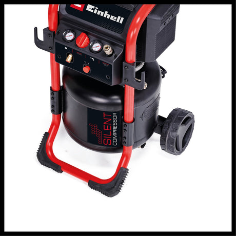 Compresor Einhell TE-AC 240/24 Silent, 1.500 W, max. 10 bar, rezervor de 24 l, fara ulei, capacitate de aspirare 240 l/m, compresor silentios de 70 dB, 2 manometre, reductor de presiune Einhell - scule electrice si unelte profesionale - BricoMart