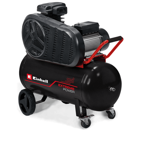 Compresor Einhell TE - AC 430/90/10, 3.000 W, transmisie prin curea trapezoidala, pana la 10 bar, rezervor de 90 l, pompa lubrifiata cu ulei, mobilitate datorita rotilor mari, putere mare de iesire Einhell - scule electrice si unelte profesionale - BricoMart