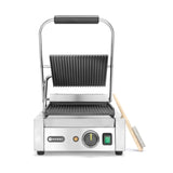 Contact grill, suprafete striate din fonta cu invelis ceramic, 1800 W, corp inox, Hendi, potrvit si pentru uz profesional