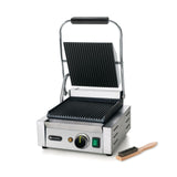 Contact grill, suprafete striate din fonta cu invelis ceramic, 1800 W, corp inox, Hendi, potrvit si pentru uz profesional