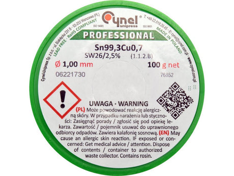 COSITOR FARA PLUMB, 1,0MM, 100G, SN99,3CU0,7 Toya 76852 Toya - scule electrice si unelte profesionale - BricoMart