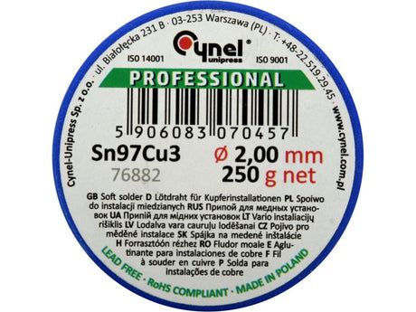 COSITOR FARA PLUMB, 2,0MM, 250G, SN97CU3 Toya 76882 Toya - scule electrice si unelte profesionale - BricoMart