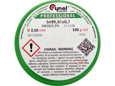 COSITOR FARA PLUMB, 2,5MM, 100G, SN99,3CU0,7 Toya 76858 Toya - scule electrice si unelte profesionale - BricoMart