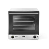 Cuptor convectie cu umidificare Hendi H90S, 4 tavi 438x315 mm incluse, 2 elemente incalzire, 2 ventilatoare, termostat reglabil 50-300 gr C, timer 0-120 min, 2670W, 595x595x(H)570 mm