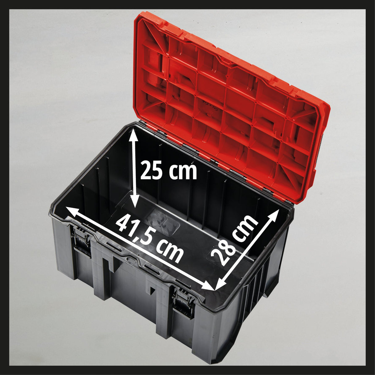 Cutia Einhell Originale E - Case M (max. 90 kg, pentru depozitarea si transportul universal al accesoriilor si uneltelor, stivuibila, interconectabila) Einhell - scule electrice si unelte profesionale - BricoMart