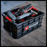 Cutie de scule originala Einhell E - Case, maxim 90 kg, stivuibila, cu inchidere, poate fi combinata cu sistemul Einhell E - Case, depozitare si transport scule si accesorii Einhell - scule electrice si unelte profesionale - BricoMart