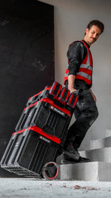 Cutii pentru scule E-Case originale Einhell, atelier rulant format din 3 genti, max. 120 kg, rezistente la praf + jet de apa, 44 x 40 x 70 cm, inclusiv sine laterale - imagine 4