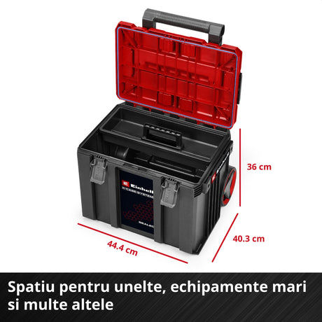 Cutii pentru scule E-Case originale Einhell, atelier rulant format din 3 genti, max. 120 kg, rezistente la praf + jet de apa, 44 x 40 x 70 cm, inclusiv sine laterale - imagine 5