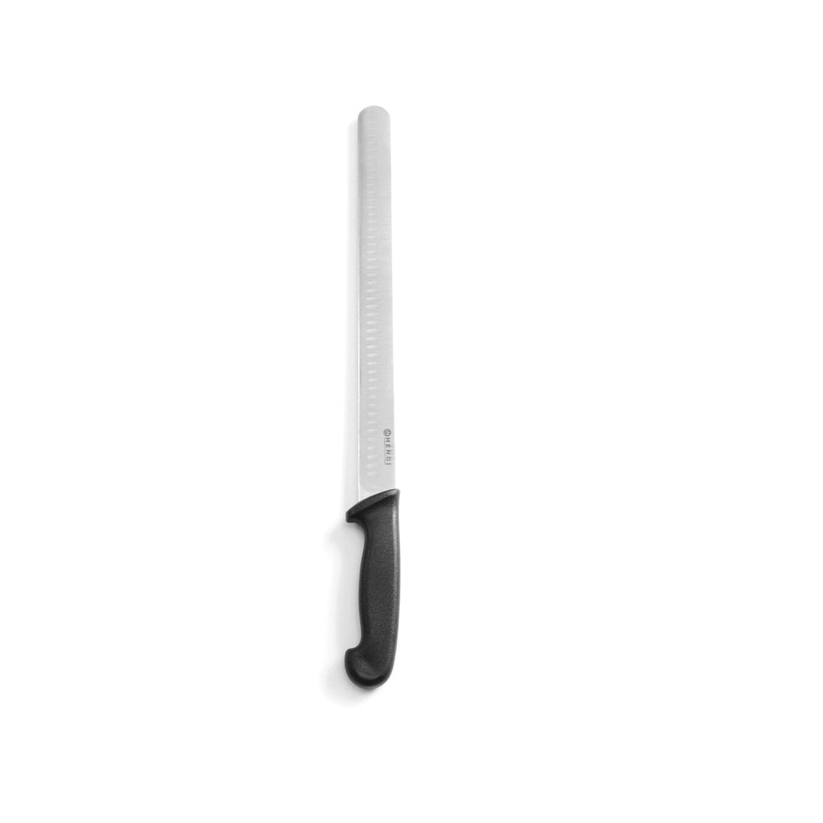 Cutit sunca/somon certificat igiena HACPP, Hendi, lama inox 35 cm, lungime cutit 49 cm, maner negru