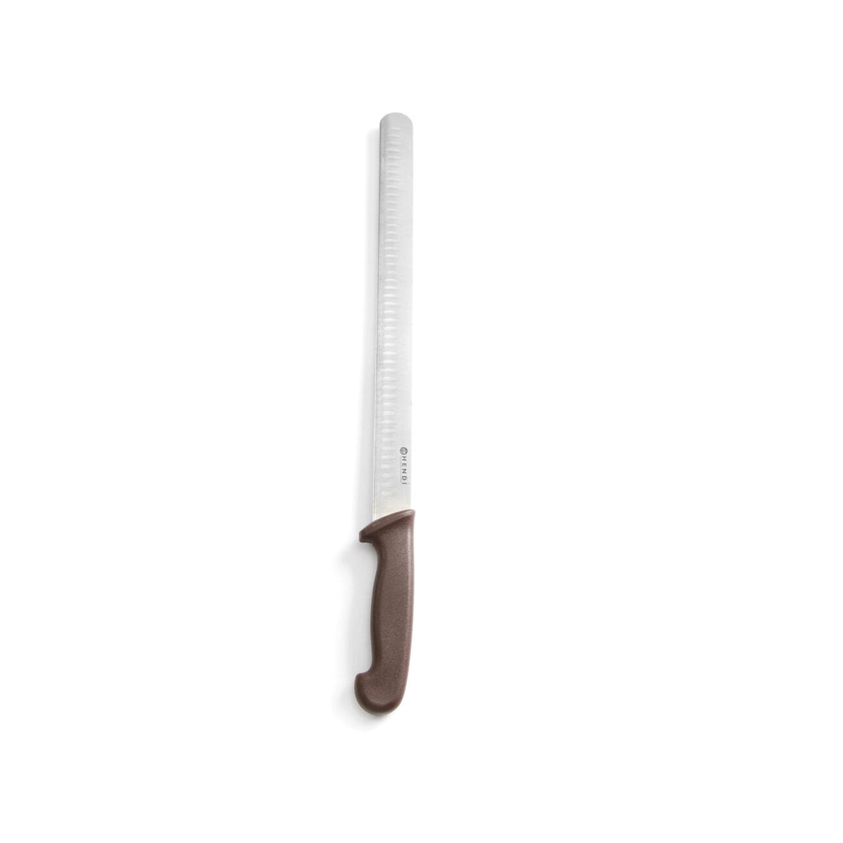 Cutit sunca/somon, lama speciala inox 35 cm, lungime cutit 49 cm, maner maro, Hendi, respecta normele HACCP