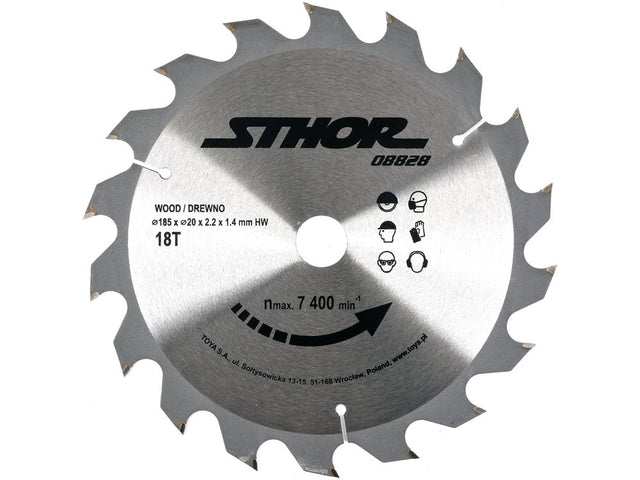DISC CIRCULAR PENTRU LEMN Sthor 08828 , 185X20X2.2MM T18 STHOR - scule electrice si unelte profesionale - BricoMart