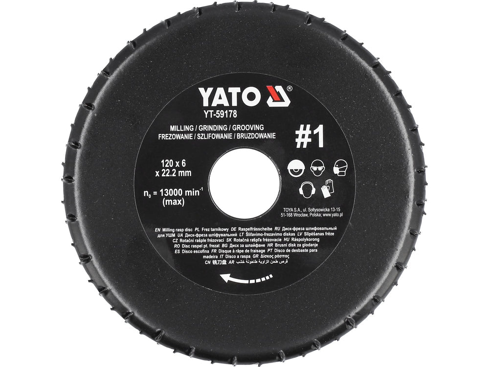 DISC RASPEL PENTRU POLIZOR UNGHIULAR, 120X6MM, NR1 Yato YT - 59178 Yato - scule electrice si unelte profesionale - BricoMart