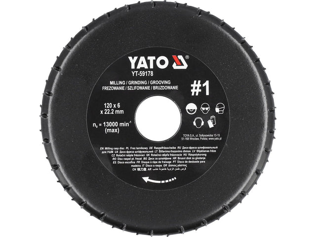 DISC RASPEL PENTRU POLIZOR UNGHIULAR, 120X6MM, NR1 Yato YT - 59178 Yato - scule electrice si unelte profesionale - BricoMart