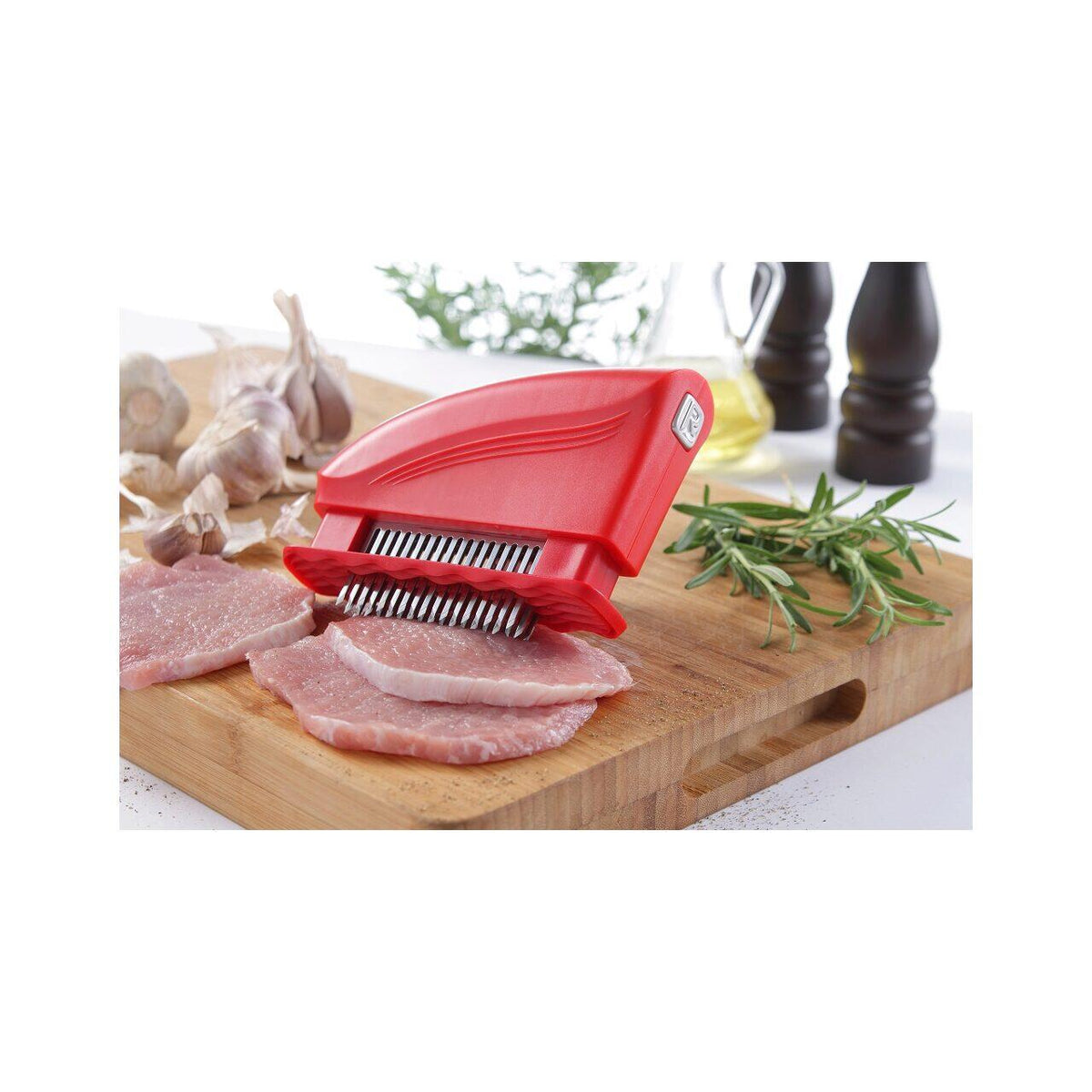 Dispozitiv fragezire carne Hendi, cu 51 lame, otel inoxidabil 18/8, plastic ABS, ALB, 15x4.2x11.8 cm
