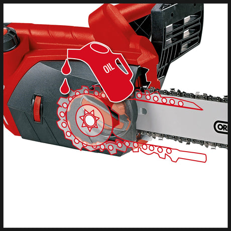 Drujba electrica Einhell GE - EC2240, 2200 wati, lungime de taiere de 375 mm, lant si lama de calitate Oregon, pornire lina, protectie anti - recul si surub de blocare a lantului Einhell - scule electrice si unelte profesionale - BricoMart