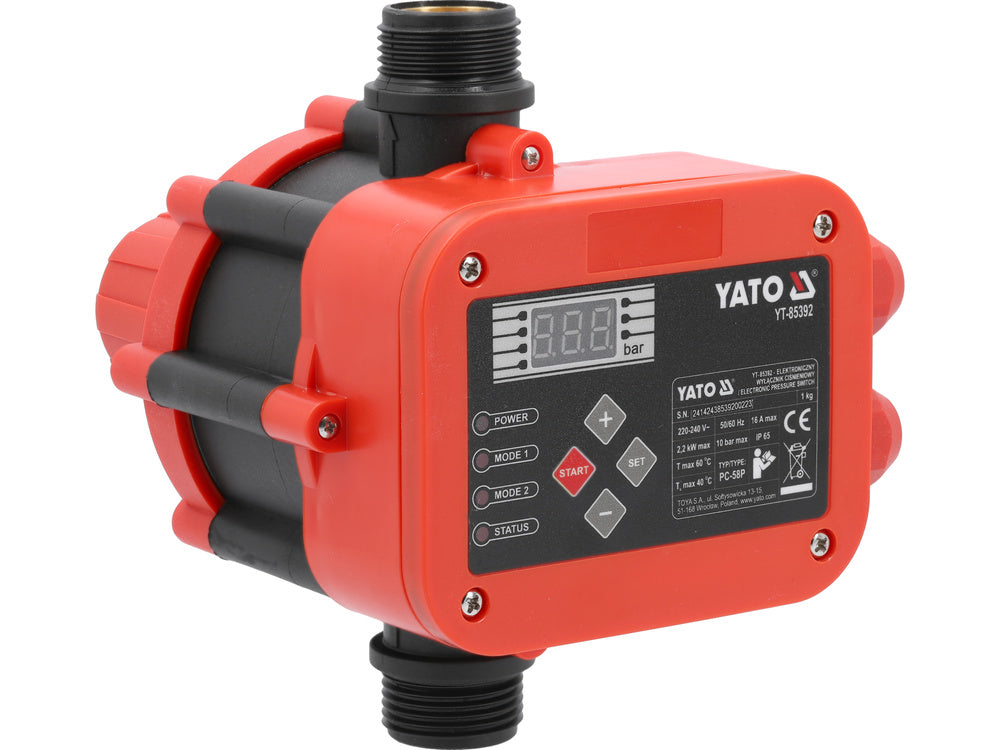 Comutator de presiune Yato YT-85392, PC-58  , 0,5-6 bar, 10 bar, 220-240 V, IP65 , LCD