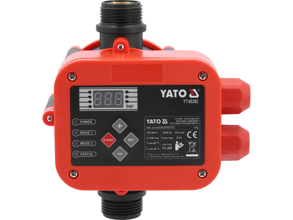 Comutator de presiune Yato YT-85392, PC-58  , 0,5-6 bar, 10 bar, 220-240 V, IP65 , LCD
