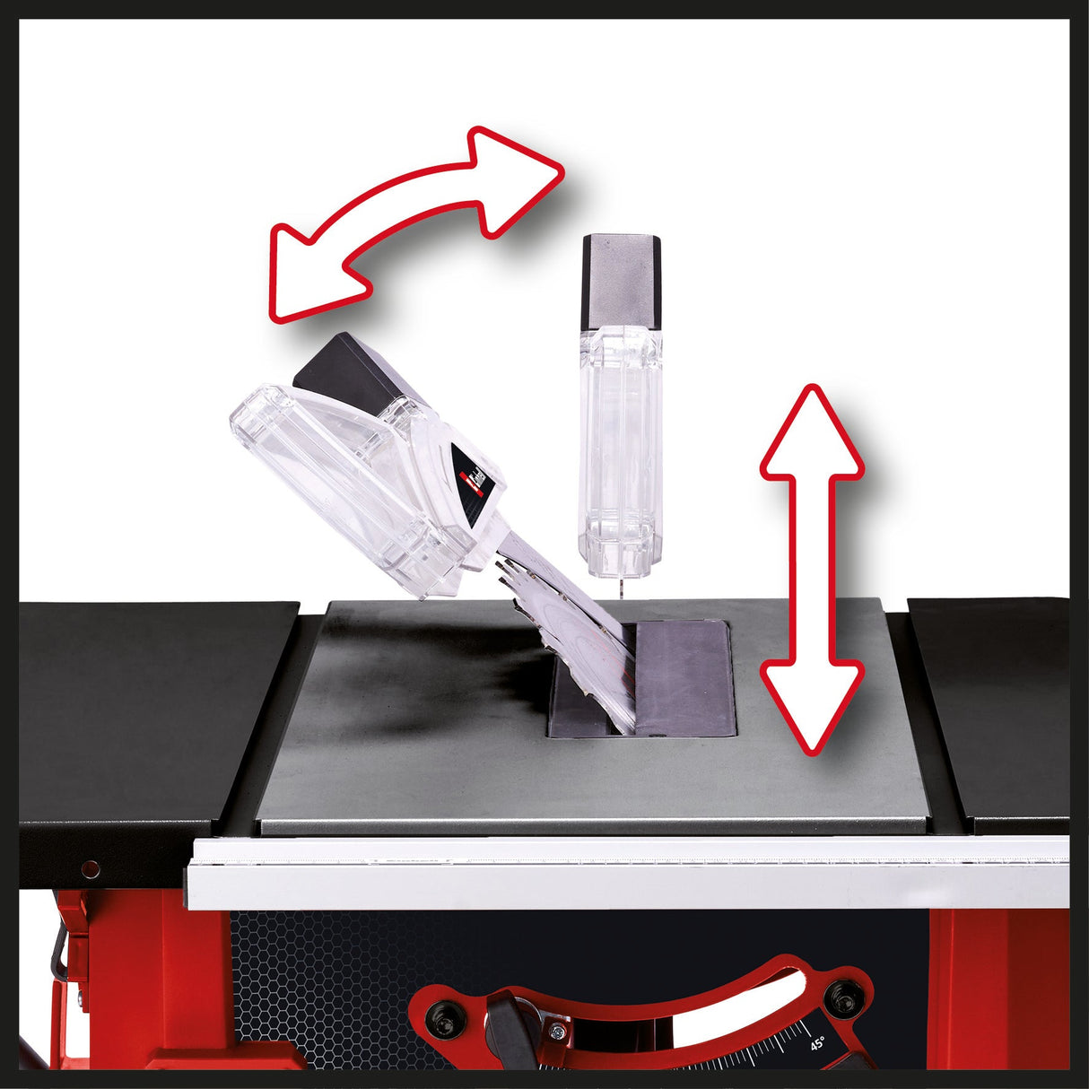 Fierastrau circular de masa Einhell TC - TS 254 U, 2200 W, inaltime de taiere 80 mm, lama de ferastrau Ø 254 mm, opritor unghiular, opritor paralel, extensie de suport, racord de aspirare a prafului Einhell - scule electrice si unelte profesionale - BricoMart