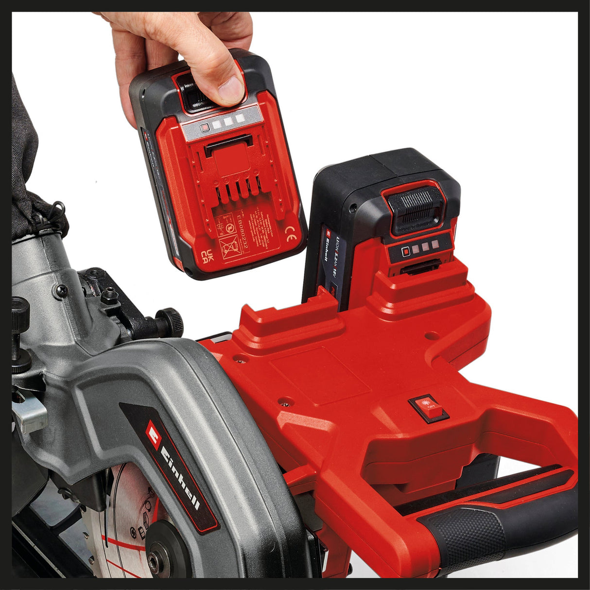 Fierastrau circular pe acumulatori Einhell TE - SM 36/8 L Li - Solo Power X - Change (36 V, lama de Fierastrau cu varf de carbura Ø 216, masa de Fierastrau rotativa, functie de glisare, laser cu linie de taiere, fara acumulator Einhell - scule electrice si unelte profesionale - BricoMart