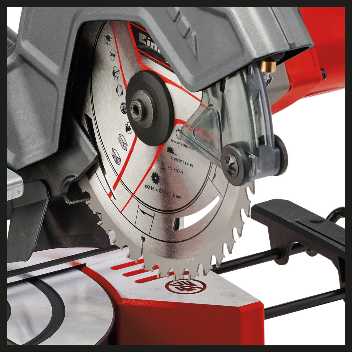 Fierastrau circular pe acumulatori Einhell TE - SM 36/8 L Li - Solo Power X - Change (36 V, lama de Fierastrau cu varf de carbura Ø 216, masa de Fierastrau rotativa, functie de glisare, laser cu linie de taiere, fara acumulator Einhell - scule electrice si unelte profesionale - BricoMart