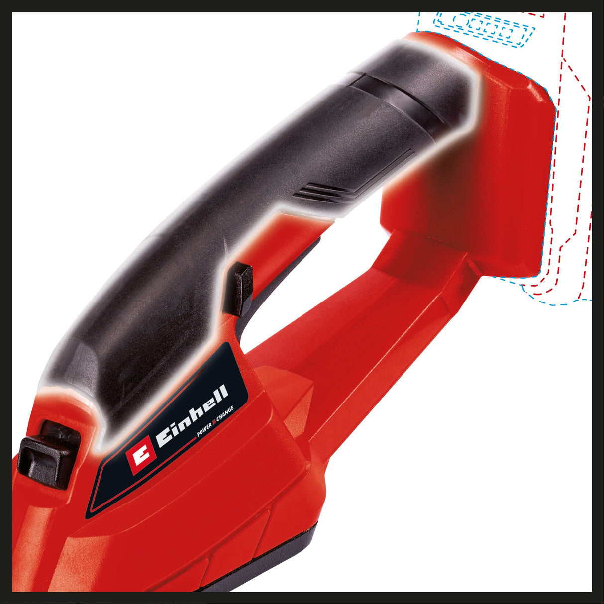 Foarfeca de iarba si arbusti pe acumulator Einhell GC - CG 18 Li - Solo Power X - Change (18 V, lama pentru iarba + lama pentru arbusti, furnizata fara acumulator si incarcator Einhell - scule electrice si unelte profesionale - BricoMart
