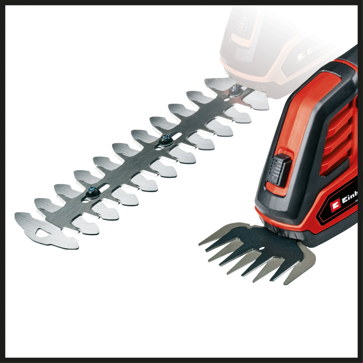 Foarfeca de iarba si arbusti pe acumulator Einhell GE - CG 18/100 Li T Kit Power X - Change (Li - ion, 18 V, maner telescopic, latime de taiere a lamei pentru iarba 100 mm, lama de foarfece pentru arbusti 200 mm, incl. 2,5 Ah + incarcator Einhell - scule electrice si unelte profesionale - BricoMart