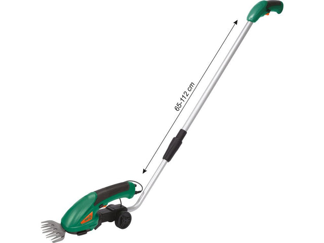 FORFECA CU PRELUNGITOR PENTRU GAZON SI GARD VIU ACUMULATOR 3,6V Flo 79503 - 65cm, 112cm, 90mm Flo - scule electrice si unelte profesionale - BricoMart