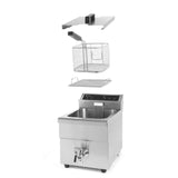 Friteuza cu inductie Hendi Kitchen Line, 8 lt, corp inox, 3500W, functie boost pentru incalzire rapida, Hendi, 290x485x(H)406mm