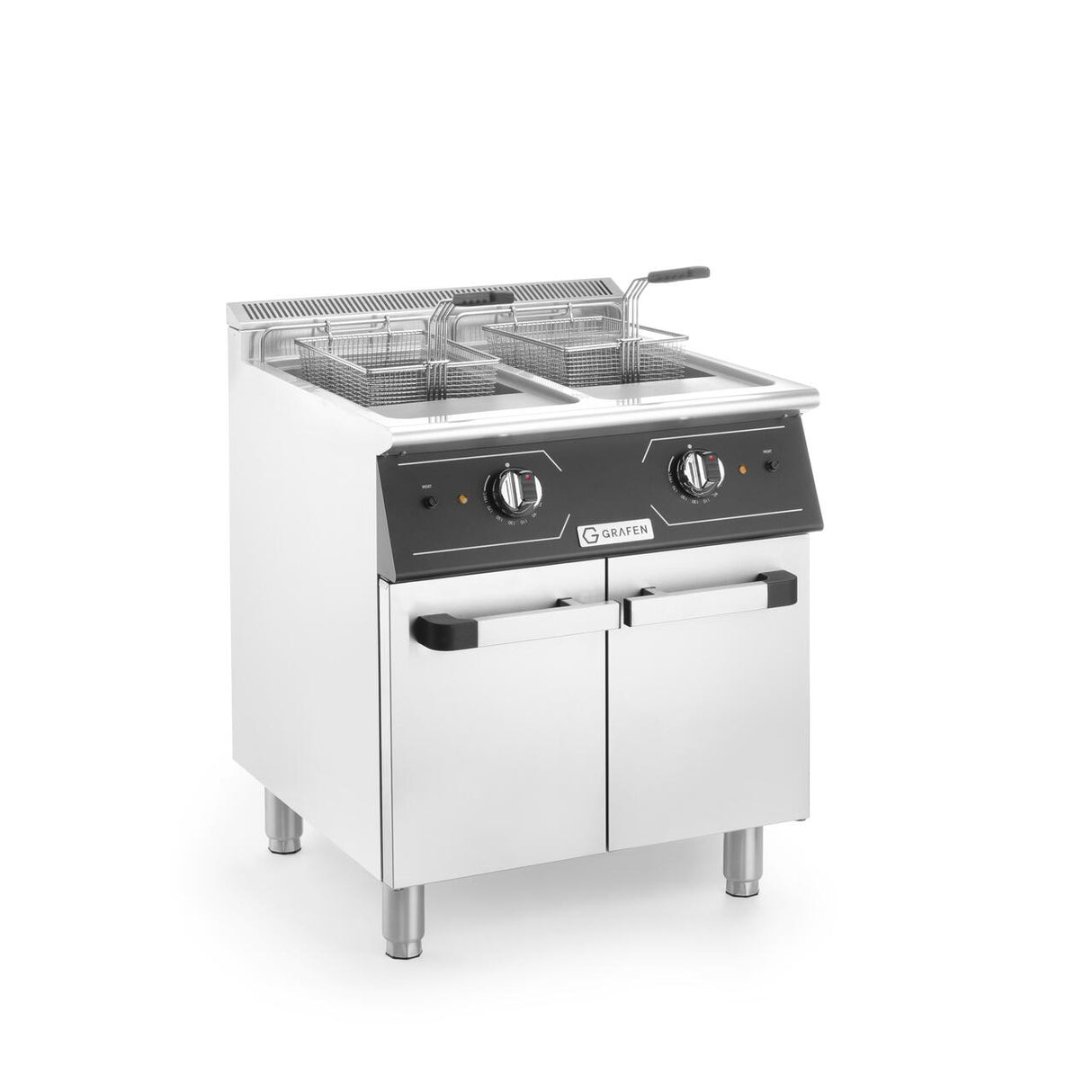 Friteuza electrica dubla cu spatiu de depozitare,2x24L,24kw, 400V, 700x700x(H)850+90 mm