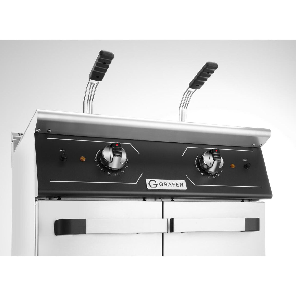 Friteuza electrica dubla cu spatiu de depozitare,2x24L,24kw, 400V, 700x700x(H)850+90 mm