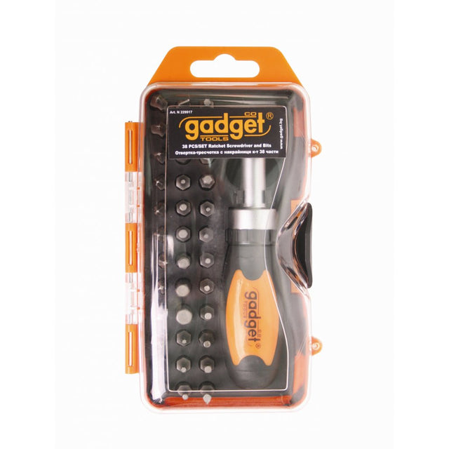 GADGET Surubelnita cu clichet 38 biti GD Schimbarea rapida a biti-lor Maner tip "T" Cutie utila de depozitare, din plastic Gadget - scule electrice si unelte profesionale - BricoMart