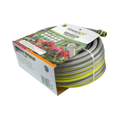 GARDEX Furtun de gradina SUPERFLEX 1/2", 20m, 2.3mm GX Fabricate din polimer hibrid rezistent la temperaturi de - 20 °C la +60 °C Rezistent la o presiune maximă de 35 de bari F Gardex - scule electrice si unelte profesionale - BricoMart