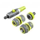 GARDEX Set duza furtun adaptor robinet 3/4" 1" si conectori LUXE GX Setul de irigare include: - duza reglabila cu supapa - adaptor pentru robinet cu filet intern de 3/4" la 1" - 2 x conect Gardex - scule electrice si unelte profesionale - BricoMart