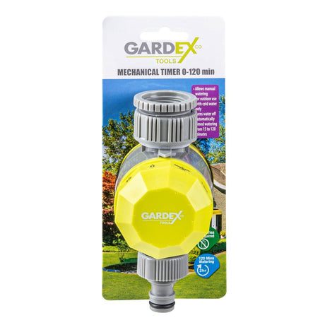 GARDEX Temporizator udare 0 - 120min GX Temporizator de udare mecanic cu timp de udare reglabil până la 120 de minute Conectare directă la robinetul de apă prin Gardex - scule electrice si unelte profesionale - BricoMart