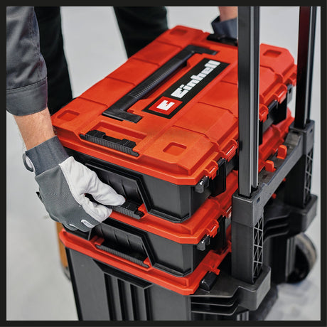 Geanta de sistem originala Einhell E - Case L (max. 120 kg, depozitare si transport universal de accesorii si unelte, stivuibila, conectabila) Einhell - scule electrice si unelte profesionale - BricoMart