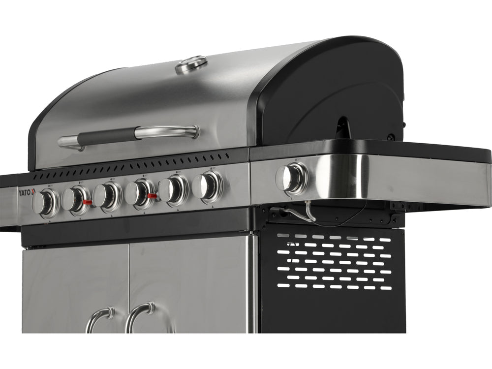 GRATAR GAZ ZUSHI 6+1, 20.2KW, OTEL INOXIDABIL Yato YG - 20004 - 2,2 kW, 144 x 57 x 113 cm, 78 x 42 cm, 5 x 41 Yato - scule electrice si unelte profesionale - BricoMart