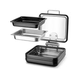 Încălzitor cu inducție cu capac din sticlă De Luxe Black, GN 2/3 Fine Dine